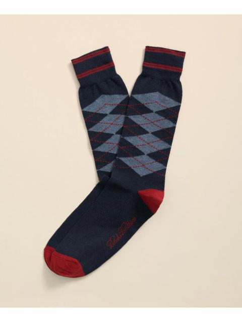 Brooks Brothers Cotton-Blend Tipped Argyle Socks