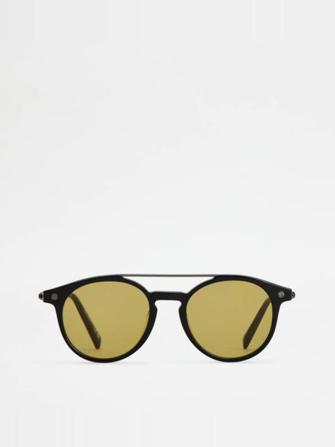 Tod's PANTOS SUNGLASSES WITH TEMPLES IN LEATHER - BLACK