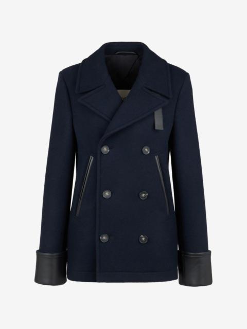 Tod's peacoat in wool with inserts in leather