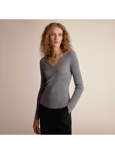 M.M.LaFleur Yanka Fitted V-Neck Sweater - Ribbed Merino