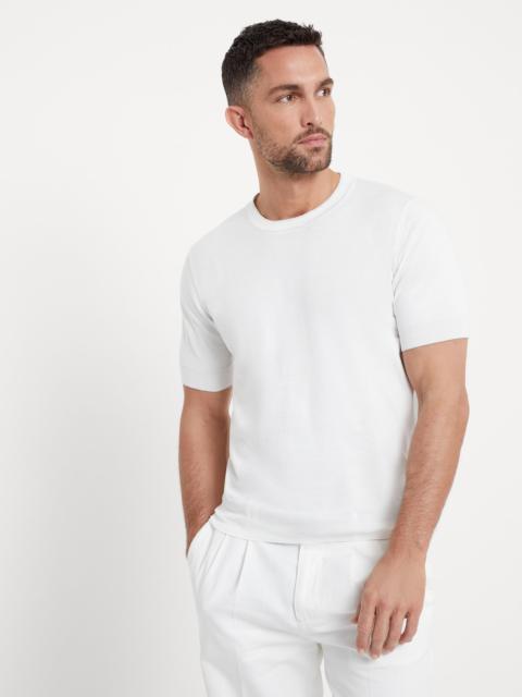 Cotton lightweight knit T-shirt with contrast details
