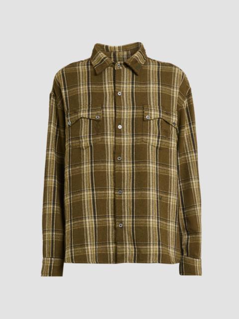 Rhude Men's Aviano Checked Cotton-Blend Shirt - Green Brown