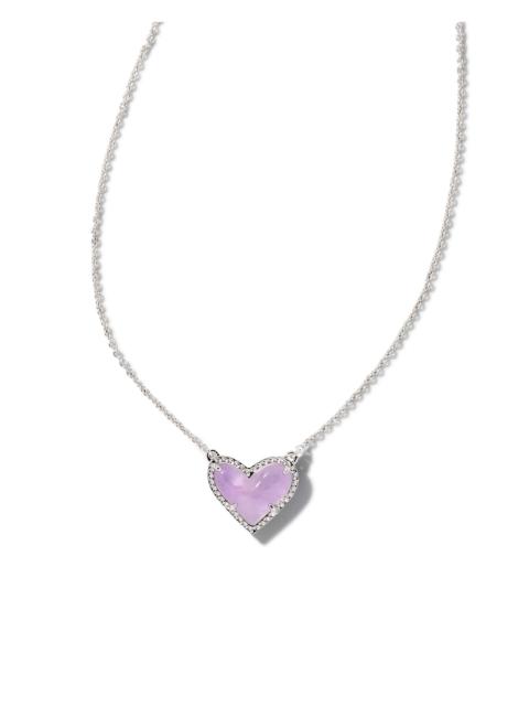 KENDRA SCOTT Ari Heart Silver Pendant Necklace in Amethyst