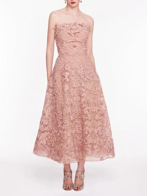 Marchesa STRAPLESS CORDED MIDI DRESS