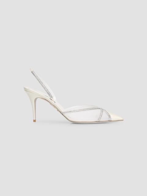 RENE CAOVILLA Women's Crystal-Embellished Satin 80MM Slingback Pumps - White Crystal