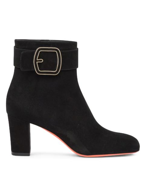 Santoni Women's Marta 70MM Suede Buckle Booties - Black