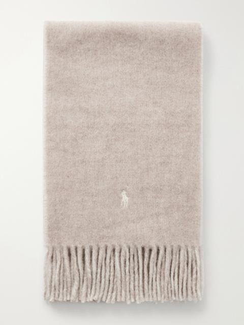 Polo Ralph Lauren Logo-Embroidered Reversible Fringed Recycled Wool and Nylon-Blend Scarf