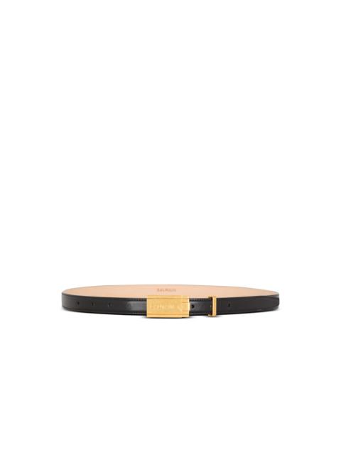 Calfskin belt with Balmain plaque