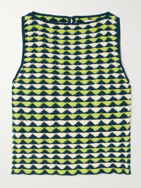 ESCVDO Motupe Cropped Scalloped Crocheted Cotton Top