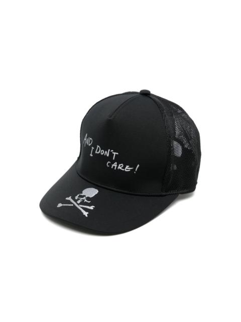 slogan-embroidered panelled cap