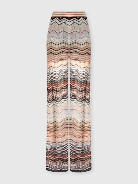 Missoni Wide Chevron Lamé Viscose Trousers with Sequins