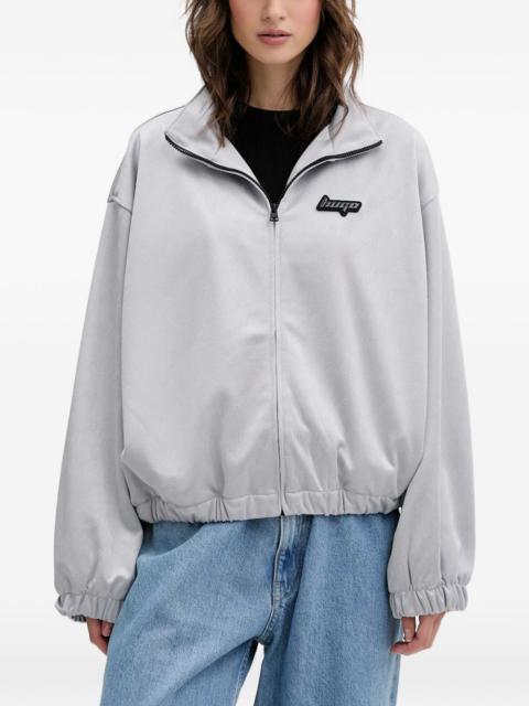 HUGO logo-patch-zip-up bomber jacket