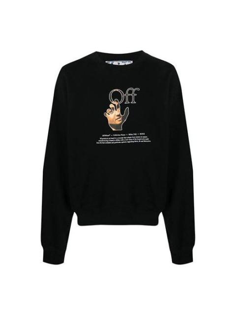 Off-White Men's Off-White FW21 Logo Printing Round Neck Long Sleeves Loose Fit Black OMBA035F21FLE0031084