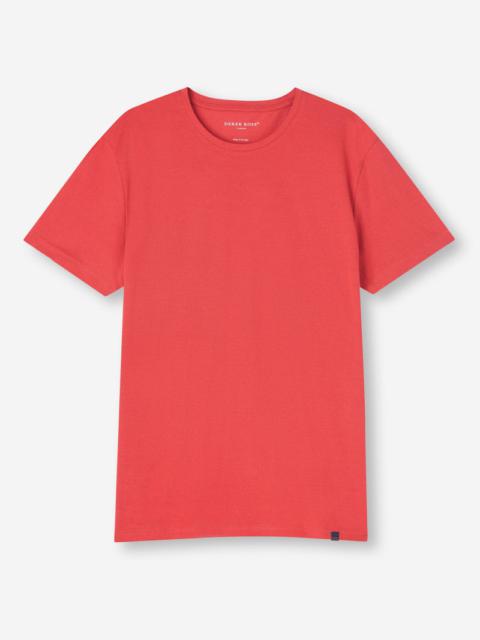Derek Rose Men's T-Shirt Ramsay Pique Cotton Tencel Red
