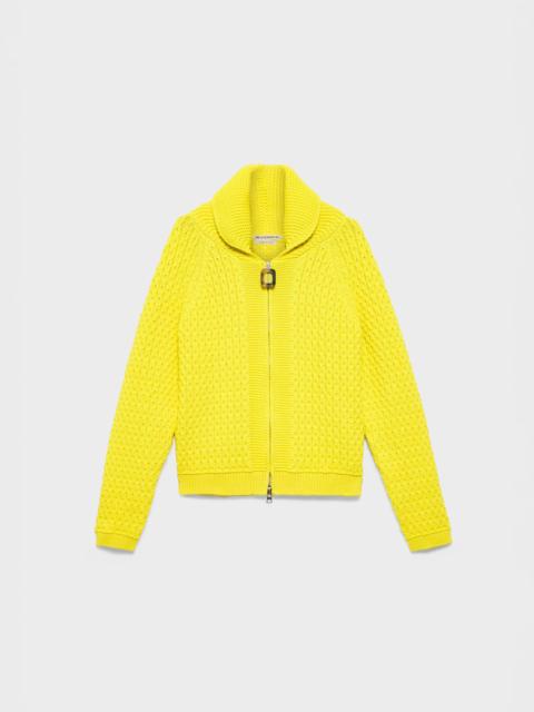 JW Anderson MENS CABLE FRONT ZIP JUMPER IN BRIGHT YELLOW