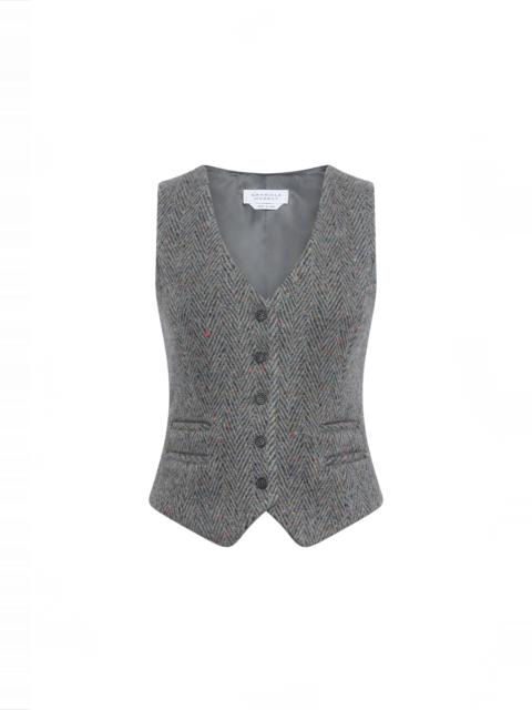 GABRIELA HEARST Coleridge Vest in Charcoal Multi Cashmere Wool Herringbone