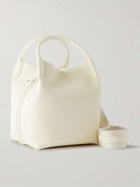 Bale canvas-trimmed textured-leather tote