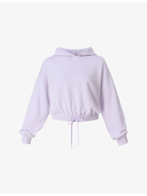 Sweaty Betty Sand Wash CloudWeight Elasticated-Hem Stretch-Jersey Cropped Hoody