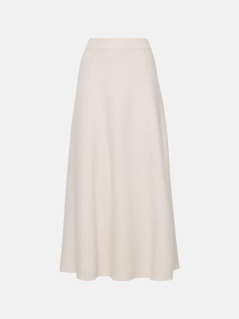 Ribbed-knit wool-blend midi skirt