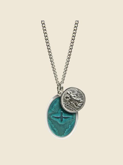 Miansai Mini Dove Pendant Necklace - Teal Enamel/Sterling Silver