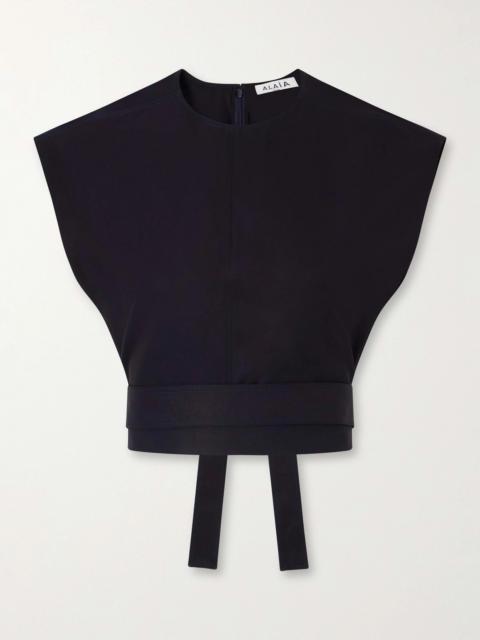 Alaïa Belted Cropped Cotton-gabardine Top