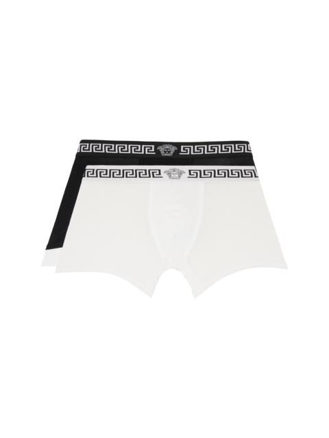 VERSACE Two-Pack White & Black Jersey Boxer Briefs