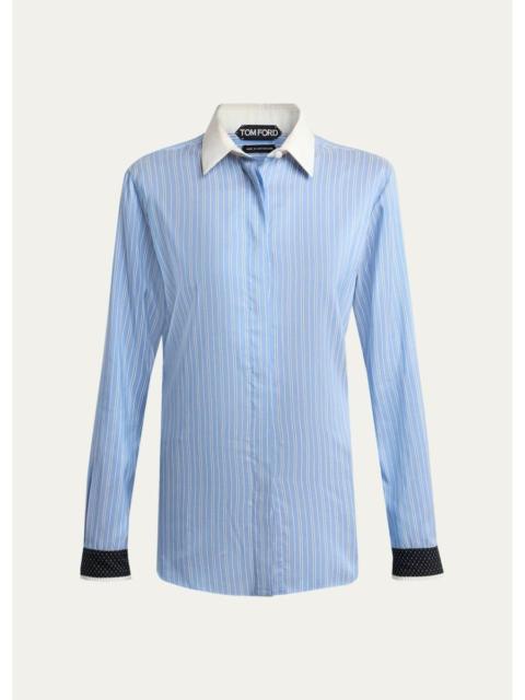 TOM FORD Striped Silk Button-Down Shirt