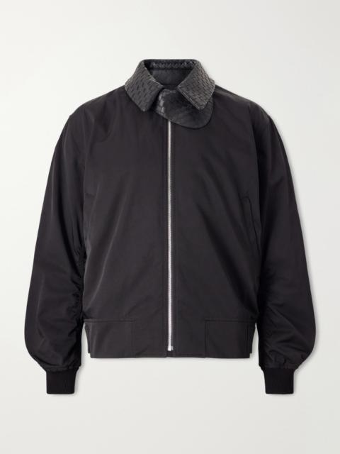 Bottega Veneta Intrecciato Leather-Trimmed Twill Blouson Jacket