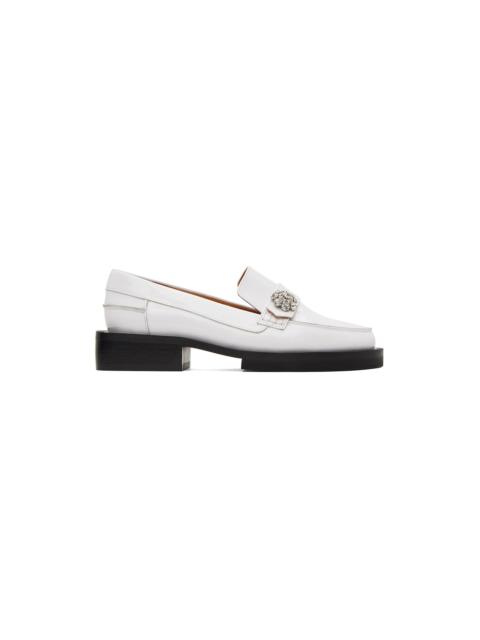 GANNI White Jewel Loafers