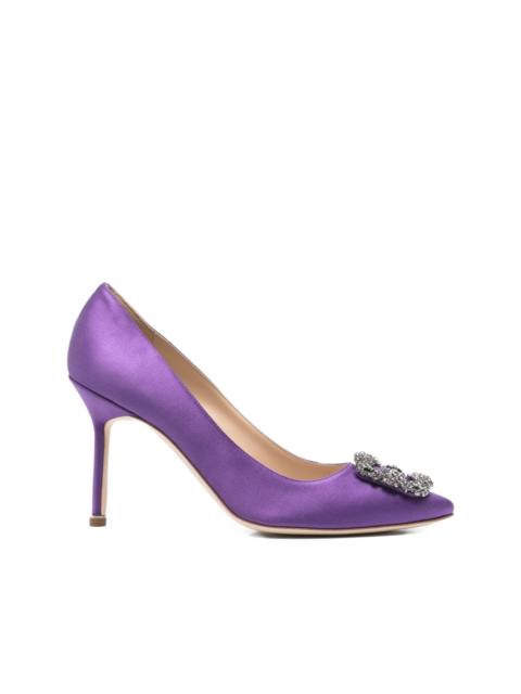 Manolo Blahnik satin jewel-embellished pumps