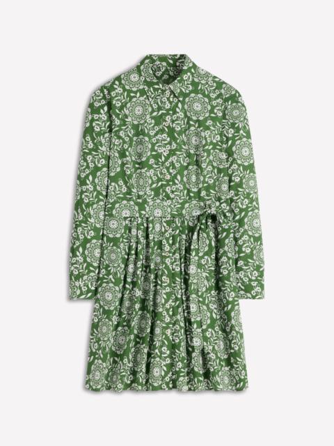 BODEN Alexa Long Sleeve Short Dress-Green, Decorative Blossom