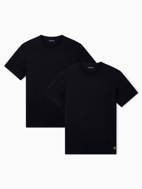 EMPORIO ARMANI TWO-PACK COTTON JERSEY CREW NECK T-SHIRTS WITH A LOGO TAG