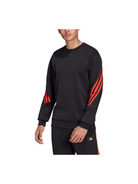adidas adidas M FI 3S Cerw Colorblock Stripe Sports Round Neck Long Sleeves Black H46542