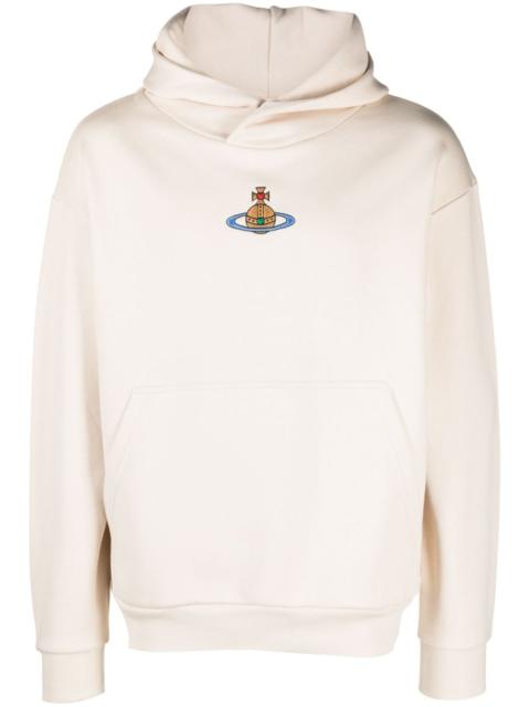 Orb-embroidered cotton hoodie