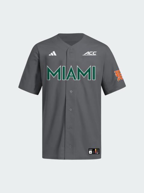 adidas Miami Hurricanes Dark Grey Full Button Jersey