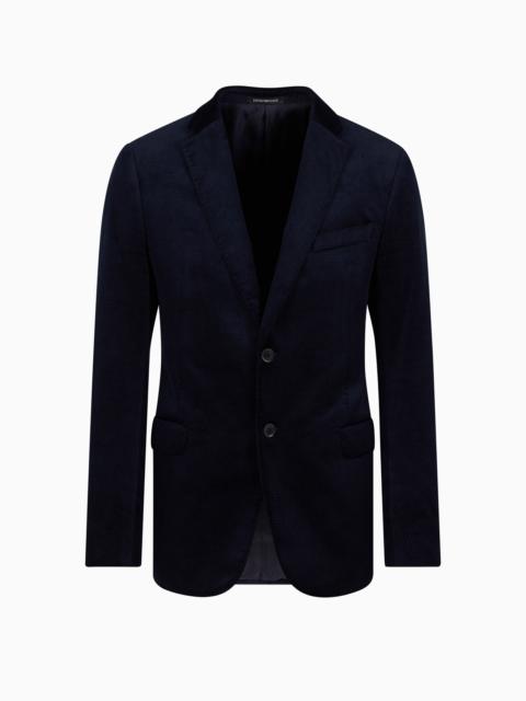 EMPORIO ARMANI SLIM-FIT SINGLE-BREASTED JACKET IN SMOOTH VELVET WITH AN ALL-OVER PRINT
