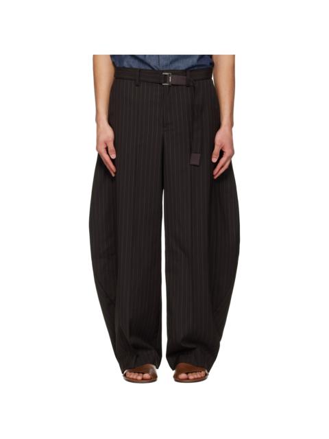 sacai Brown Chalk Stripe Trousers