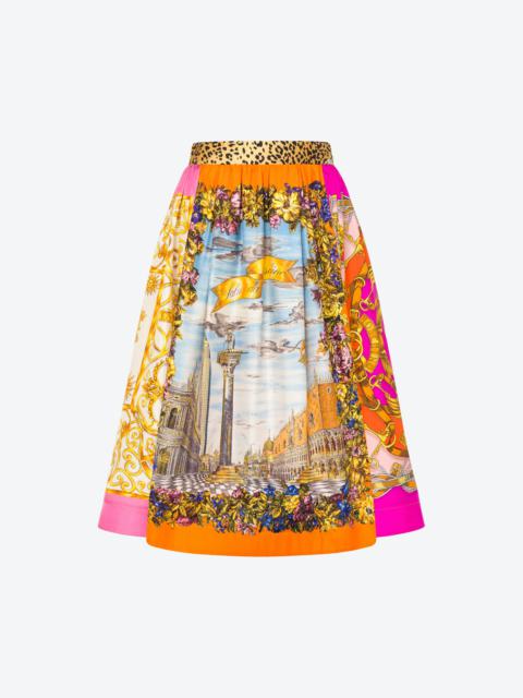 SCARF PRINT TWILL SKIRT