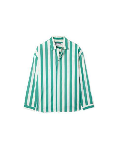 SUNNEI OVER SHIRT / white & green stripes