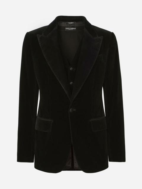 Dolce & Gabbana Single-breasted smooth velvet suit