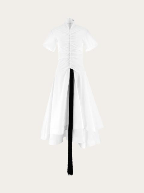 FERRAGAMO Short sleeved dress with front tassel