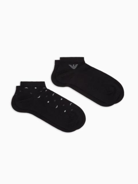 EMPORIO ARMANI TWO-PACK OF ALL-OVER EAGLE ANKLE SOCKS
