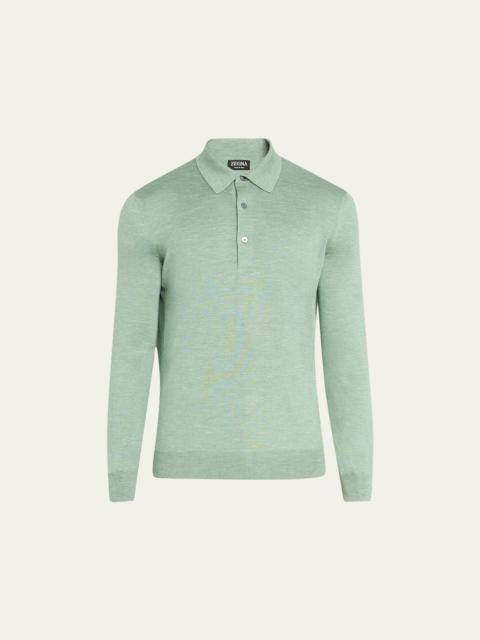 Men's Silk-Blend Polo Sweater