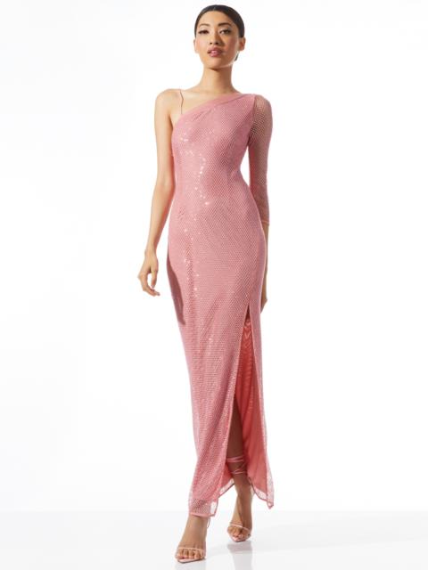 Alice + Olivia MICHELE EMBELLISHED HIGH SLIT DRESS