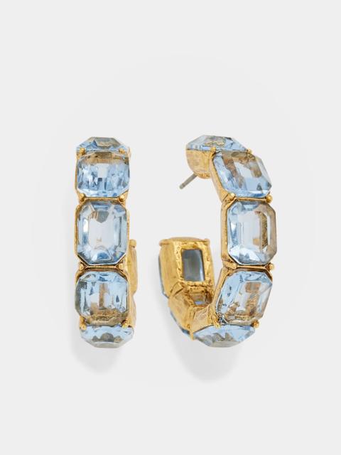 Oscar de la Renta Baguette Crystal Hoop Earrings, Watermelon/Rainbow