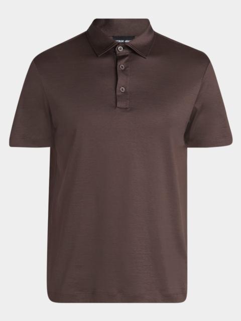GIORGIO ARMANI Men's Silk and Cotton Polo Shirt