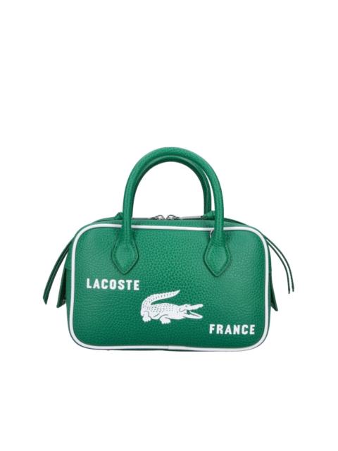 LACOSTE logo-print pebbled tote bag