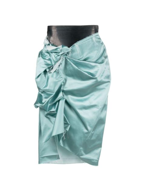 ruched satin pencil skirt