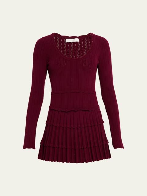 LoveShackFancy Lavender Stretch Pointelle Mini Dress