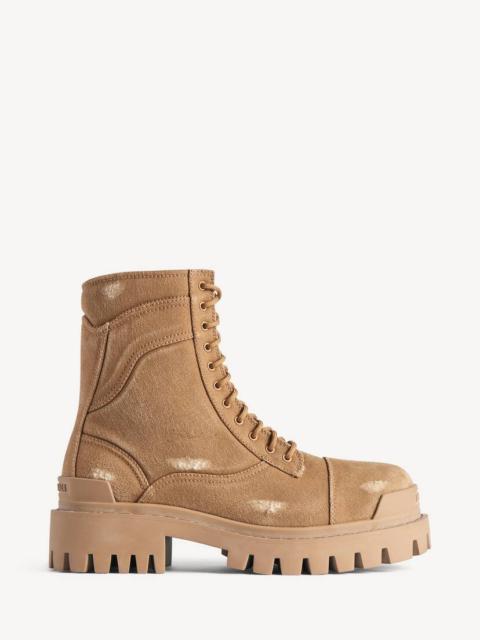 BALENCIAGA Men's Combat Strike Boot in Brown